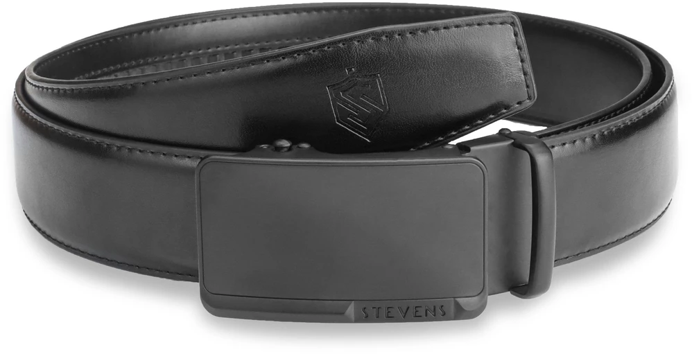 Vyriškas diržas Stevens, natūrali oda, juodas, automatinė sagtis 2503