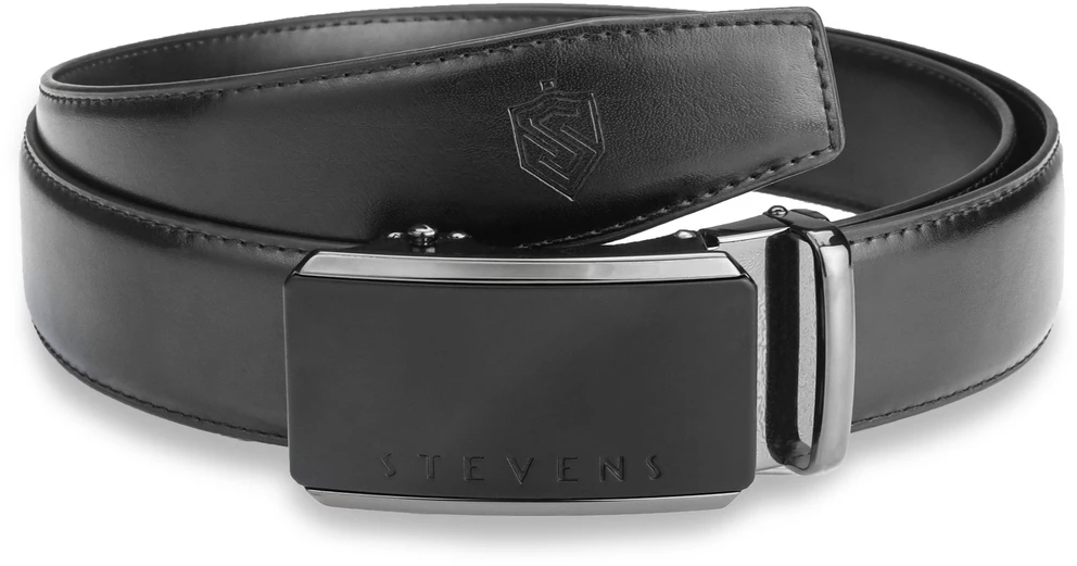Vyriškas diržas Stevens, natūrali oda, juodas, automatinė sagtis 2504