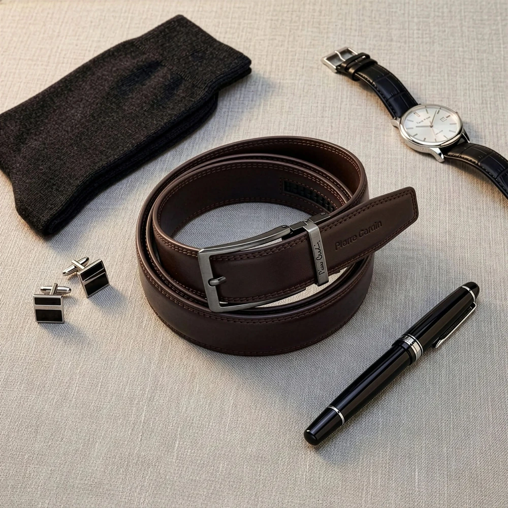 Vyriškas diržas su automatine sagtimi Pierre Cardin, rudas D40023