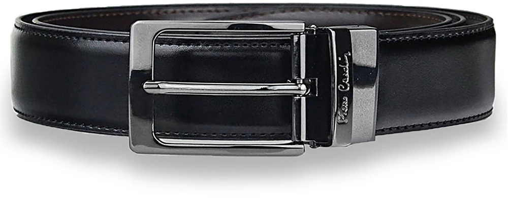 Vyriškas dvipusis odinis diržas Pierre Cardin, juodas/tamsiai mėlynas, 3,5 cm P10