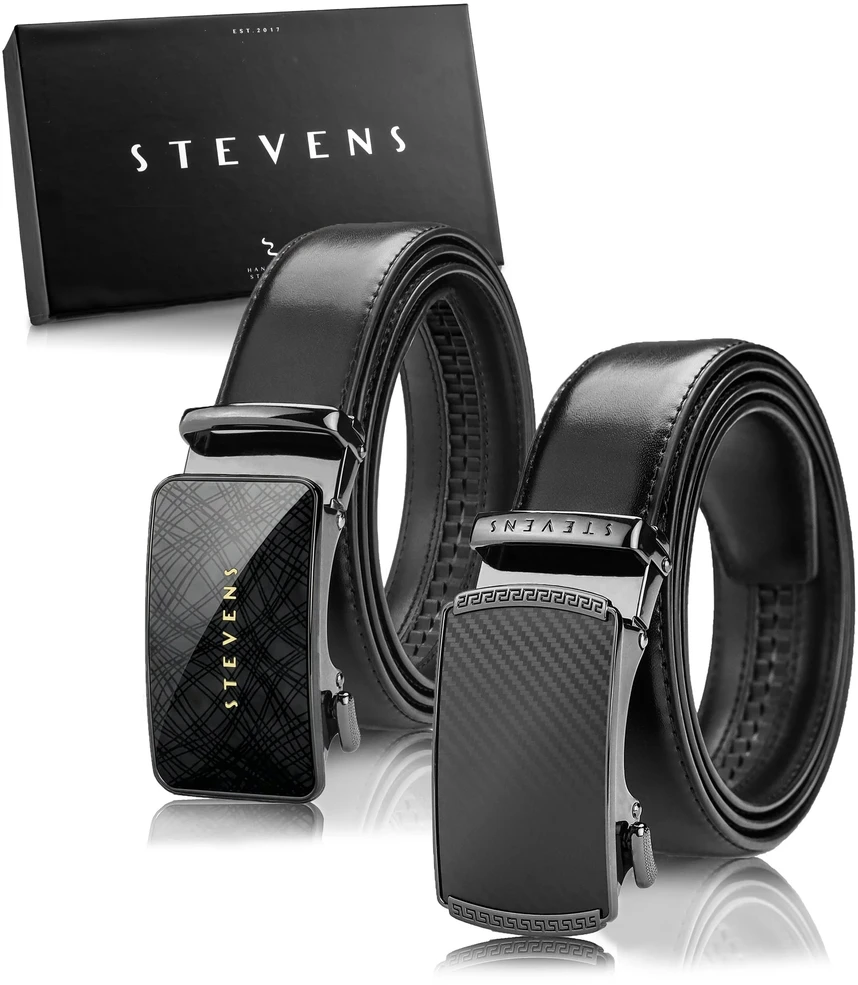 Vyriškas juodas odinis automatinis diržas STEVENS, 2 viename D39735