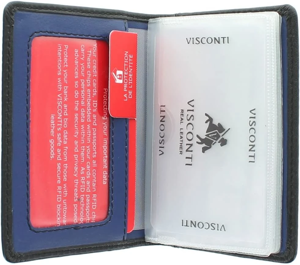 Vyriškas kortelių dėklas Visconti VSL-24 Blk/Cobalt