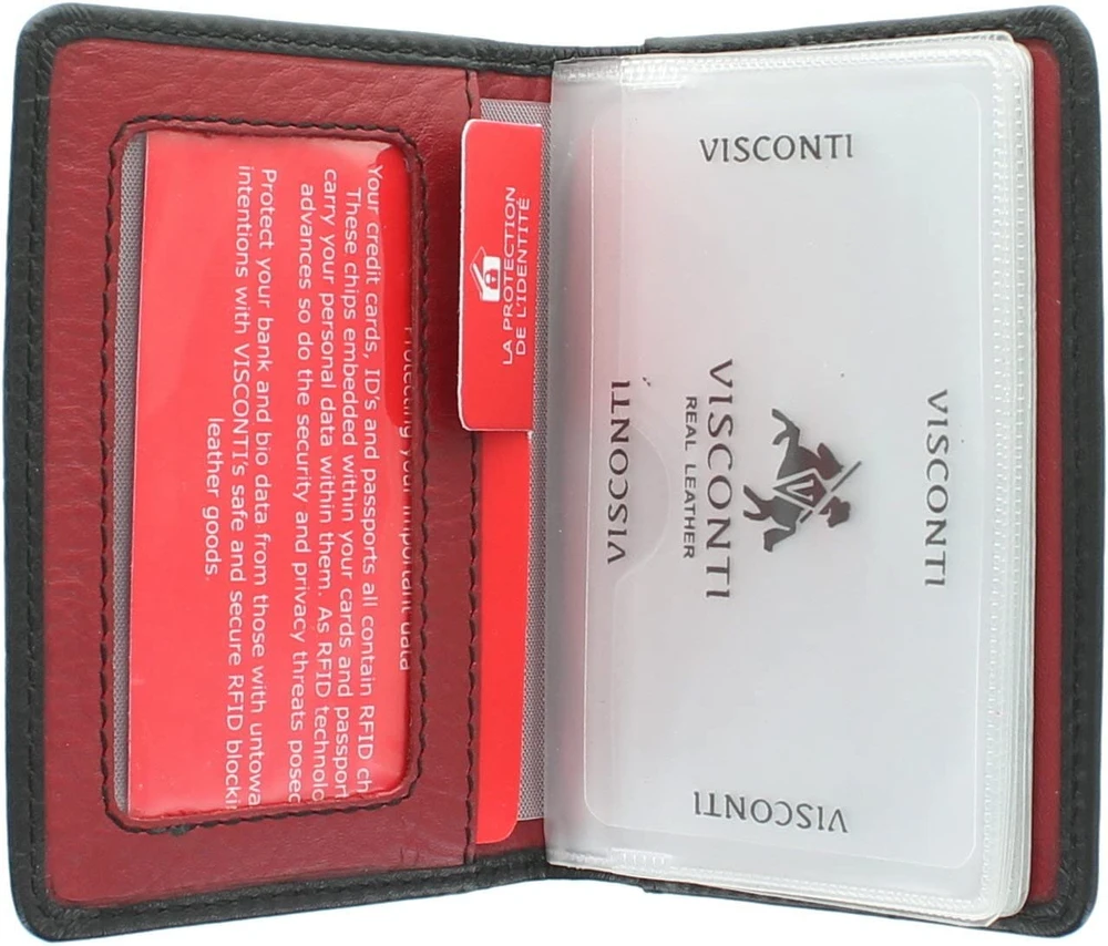 Vyriškas kortelių dėklas Visconti VSL-24 Blk/Raudona