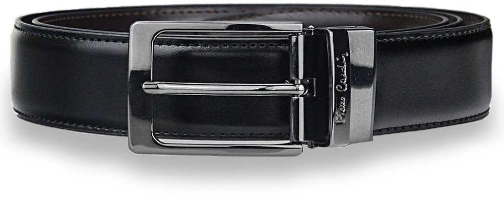 Vyriškas odinis diržas Pierre Cardin, juodas/rudas, 3,5 cm
