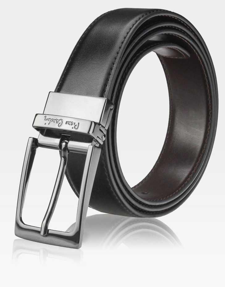 Vyriškas odinis diržas Pierre Cardin, juodas/rudas, 3,5 cm