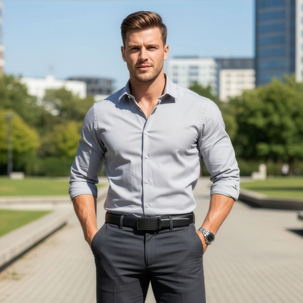 Vyriškas odinis diržas Stevens, juodas, automatinė sagtis 2507