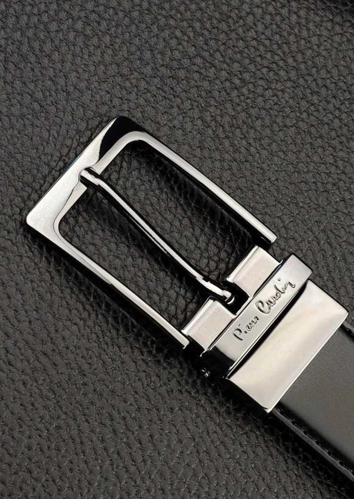 Vyriškas rinkinys Pierre Cardin: odinė piniginė ir dvipusis diržas, juodas/rudas 75T8806BR