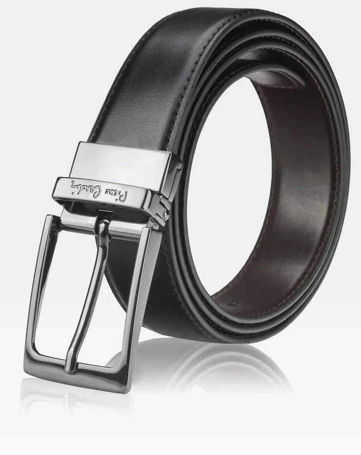 Vyriškas rinkinys Pierre Cardin: odinė piniginė ir dvipusis diržas, juodas/rudas 75T8806BR