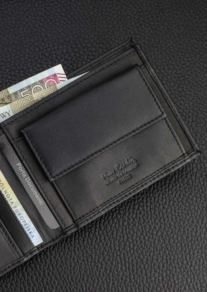 Vyriškas rinkinys Pierre Cardin: odinė piniginė ir dvipusis diržas, juodas/rudas 75T8806BR