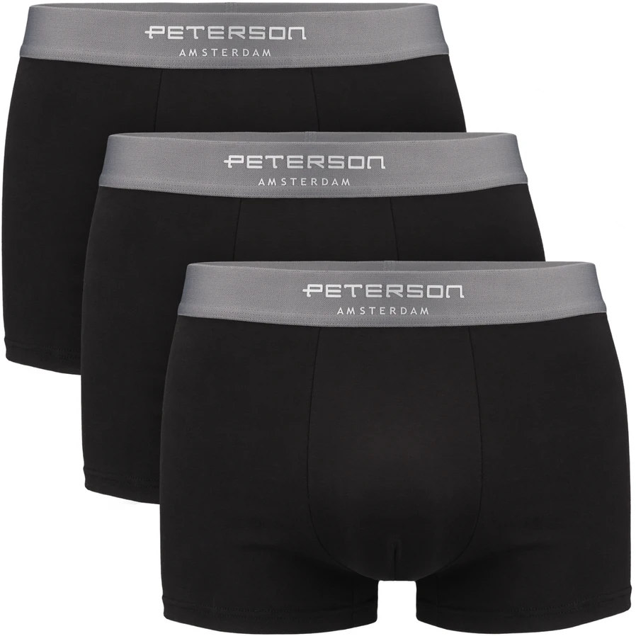 Vyriški medvilniniai bokseriai „Peterson“, L dydis, juodi, 3 porų rinkinys