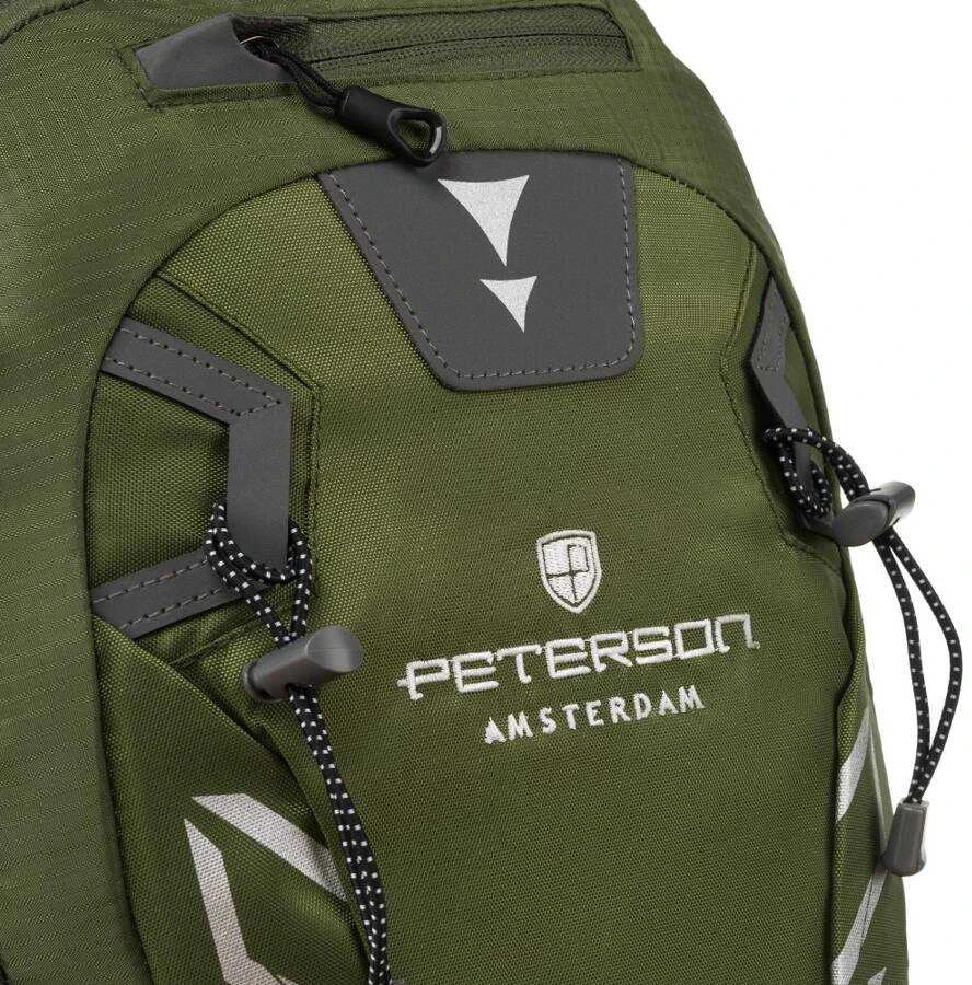 Žalia tekstilinė sportinė turistinė kuprinė „Peterson“ su gelbėjimo švilpuku K10