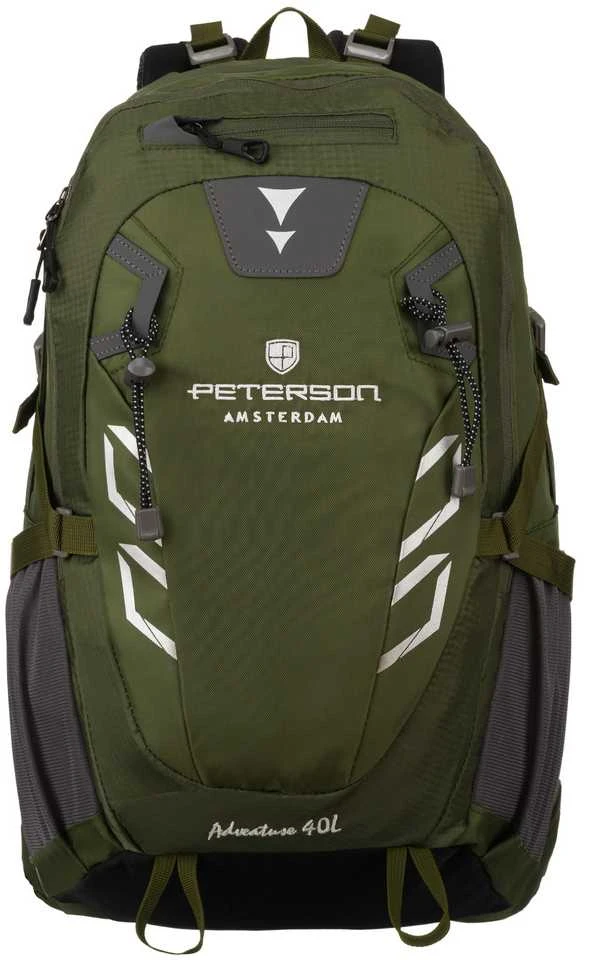 Žalia tekstilinė sportinė turistinė kuprinė „Peterson“ su gelbėjimo švilpuku K10