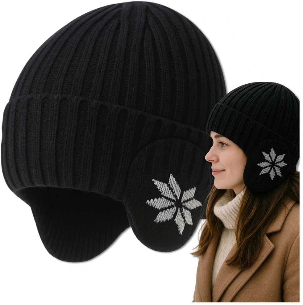 Žieminė juoda beanie kepurė unisex