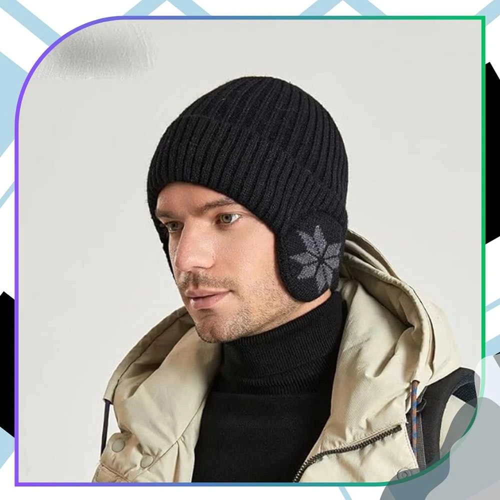Žieminė juoda beanie kepurė unisex
