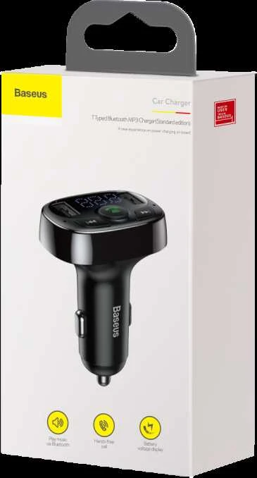 Baseus FM moduliatorius T tipo Bluetooth 2xUSB Micro SD – Juodas