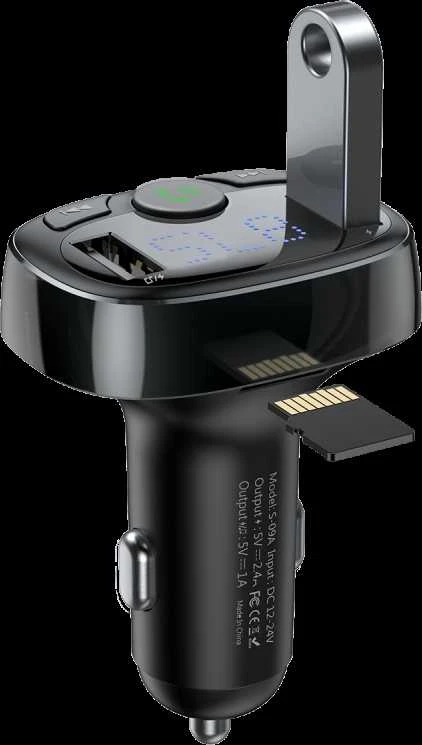 Baseus FM moduliatorius T tipo Bluetooth 2xUSB Micro SD – Juodas