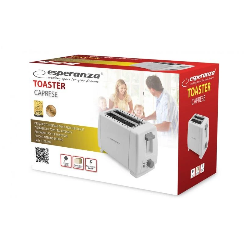 Skrudintuvas Toaster Esperanza Caprese EKT001 (600W, baltos spalvos)