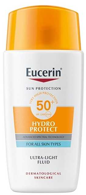 Eucerin Sun Hydro Protect Face Sun Care Ultra Light Fluid SPF 50+ veido fluidas nuo saulės atsparus vandeniui, 50 ml