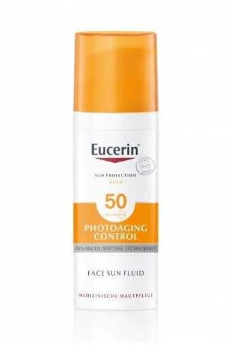 Eucerin Apsauga nuo saulės Photoaging Control Sun Fluid SPF 50+ apsauginis veido fluidas nuo saulės ir fotosenėjimo, 50 ml