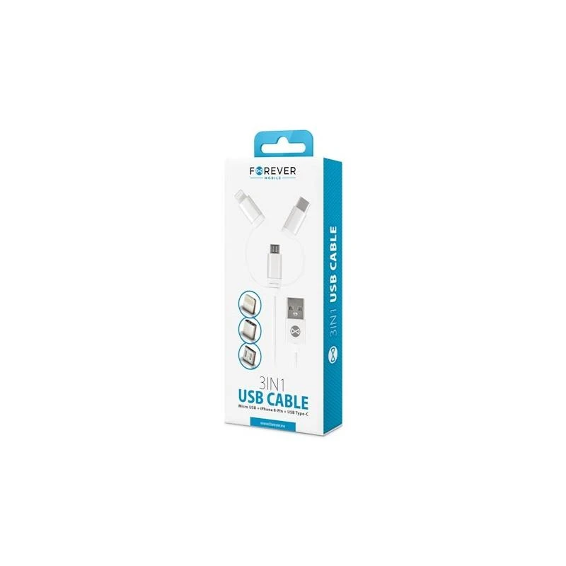 Forever 3in1 micro-USB+8PIN+type-C laidas