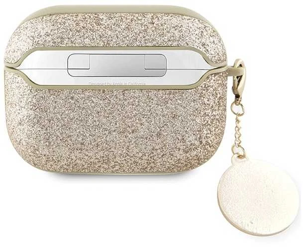 Apple AirPods Pro ausinių dėklas 2 Guess Fixed Glitter Heart Diamond Charm (GUAP2PGEHCDD) aukso spalvos