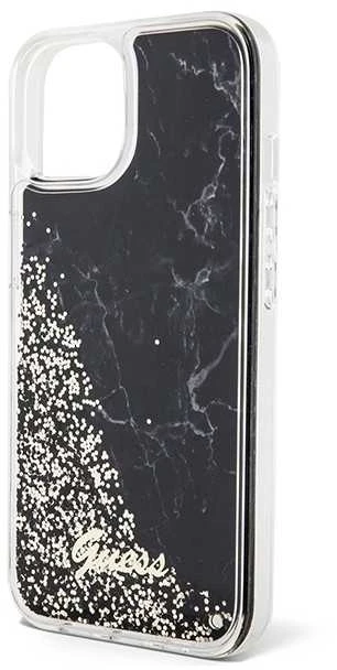 Apple iPhone 14 Guess dėklas Liquid Glitter Marble (GUHCP14SLCSGSGK) juodos spalvos