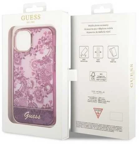 GUESS GUHCP14LHGPLHF IPHONE 14 PRO 6.1" FUKSIJOS SPALVOS KIETAS DĖKLAS SU PORCELANO KOLEKCIJA