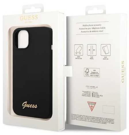 Karl Lagerfeld Guess dėklas, skirtas iPhone 14 Pro 6,1 GUHCP14LSLSMK juodos spalvos hard dėklas, skirtas Silicone Vintage Gold Logo