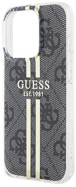 Dėklas GUESS GUHCP15XH4SGK IPHONE 15 PRO MAX 6.7 "Juodas/Juodas HARDCASE IML 4G GOLD STRIPE