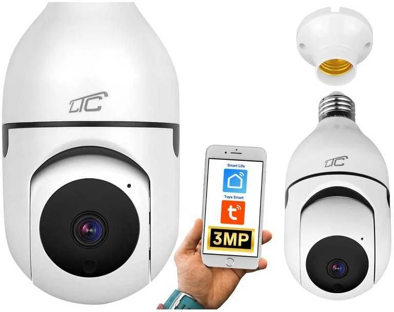 Internetinė rotacinė kamera IP lizdas E27 PTZ 3Mpix 230V SMART LTC VISION