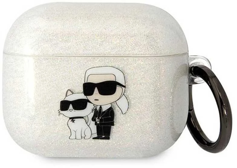 Karl Lagerfeld KLA3HNKCTGT Airpods 3 dėklas skaidrus Glitter Karl&Choupette