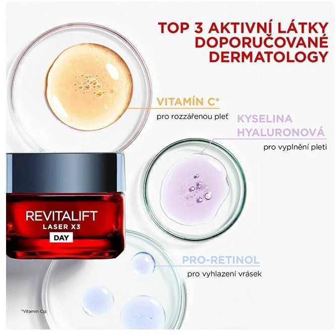L'Oréal Paris Revitalift lazerinis X3 Day Kreminis Day Kreminis moterims, 50 ml