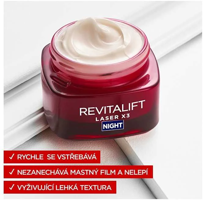 L'Oréal Paris Revitalift lazerinis X3 Night Kreminis Night Skin Kreminis moterims, 50 ml
