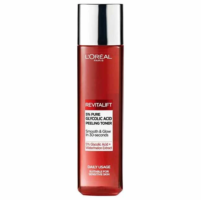 L'Oréal Paris Revitalift 5% grynos glikolio rūgšties peeling toneris veido losjonas ir purškiklis moterims, 180 ml