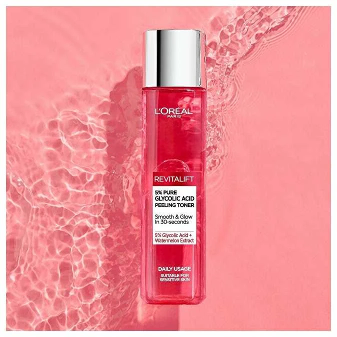 L'Oréal Paris Revitalift 5% grynos glikolio rūgšties peeling toneris veido losjonas ir purškiklis moterims, 180 ml