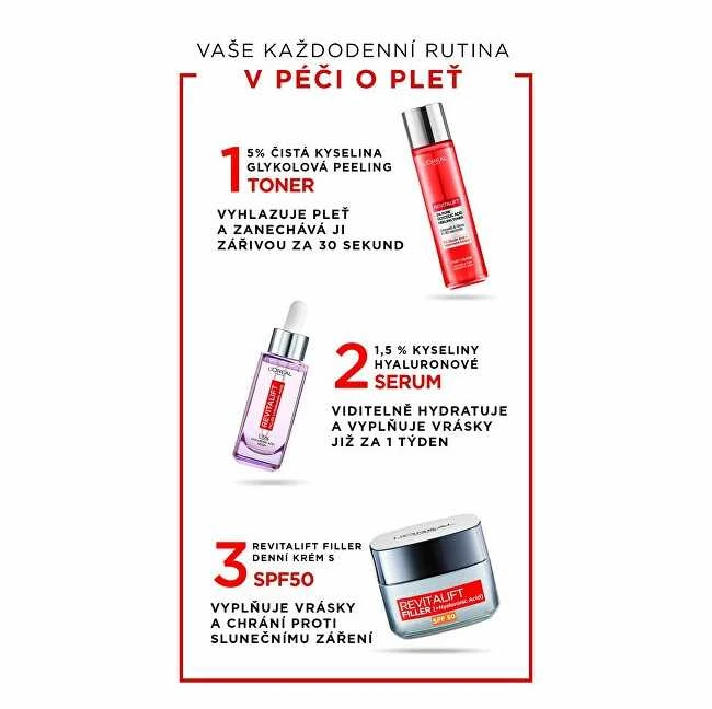 L'Oréal Paris Revitalift 5% grynos glikolio rūgšties peeling toneris veido losjonas ir purškiklis moterims, 180 ml