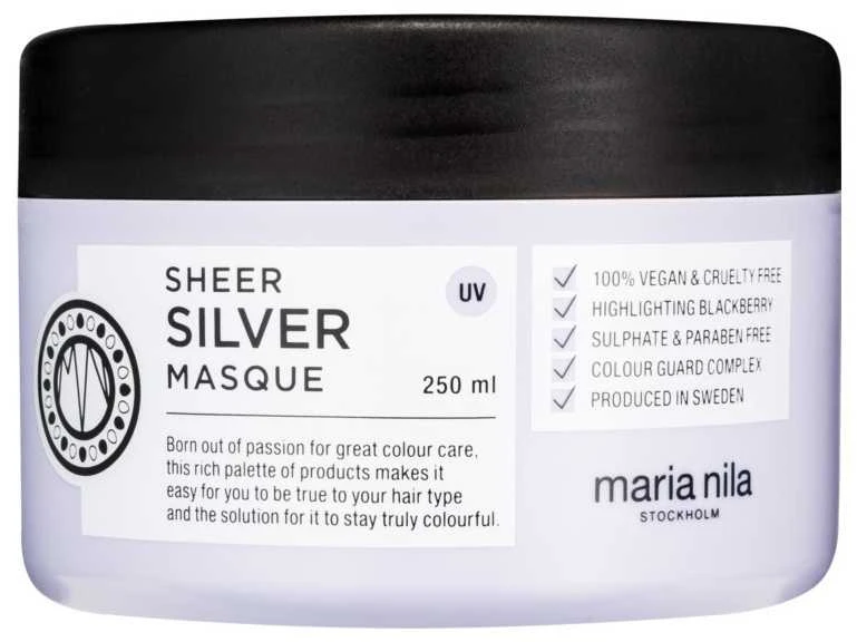 Maria Nila Sheer Sidabrinis Hair Mask pilkinanti kaukė šviesiems plaukams, 250 ml