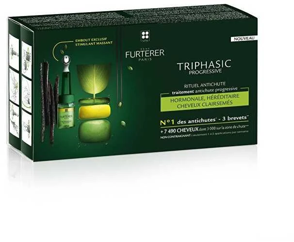 produktas Skirtas progresuojančiam plaukų slinkimui René Furterer Triphasic Progressive 8x5,5ml