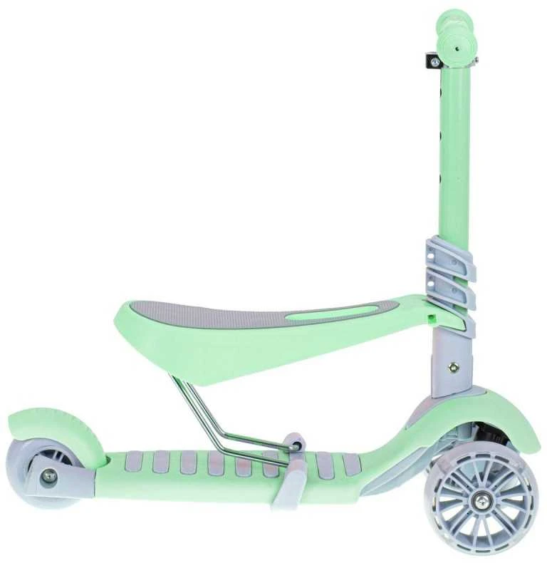 SCOOTER Triratis motoroleris su balansine sėdyne mėtų pilkos spalvos LED