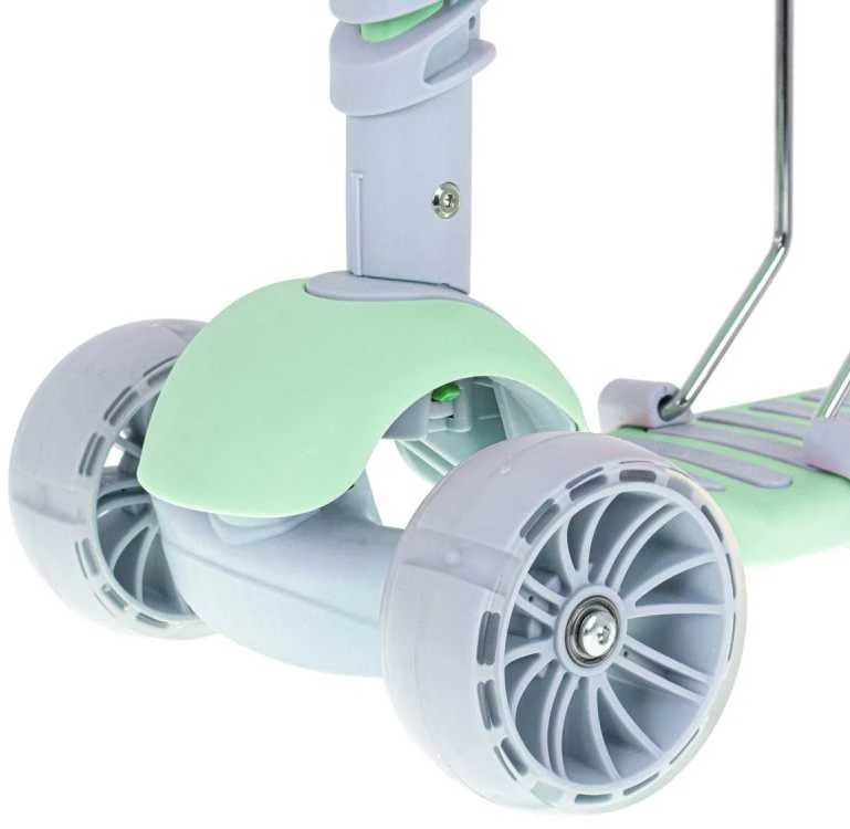 SCOOTER Triratis motoroleris su balansine sėdyne mėtų pilkos spalvos LED