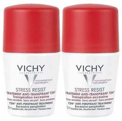 "Vichy" Kamuoliukų antiperspirantų rinkinys nuo gausaus prakaitavimo (Stress Resist 72H) 2 x 50 ml