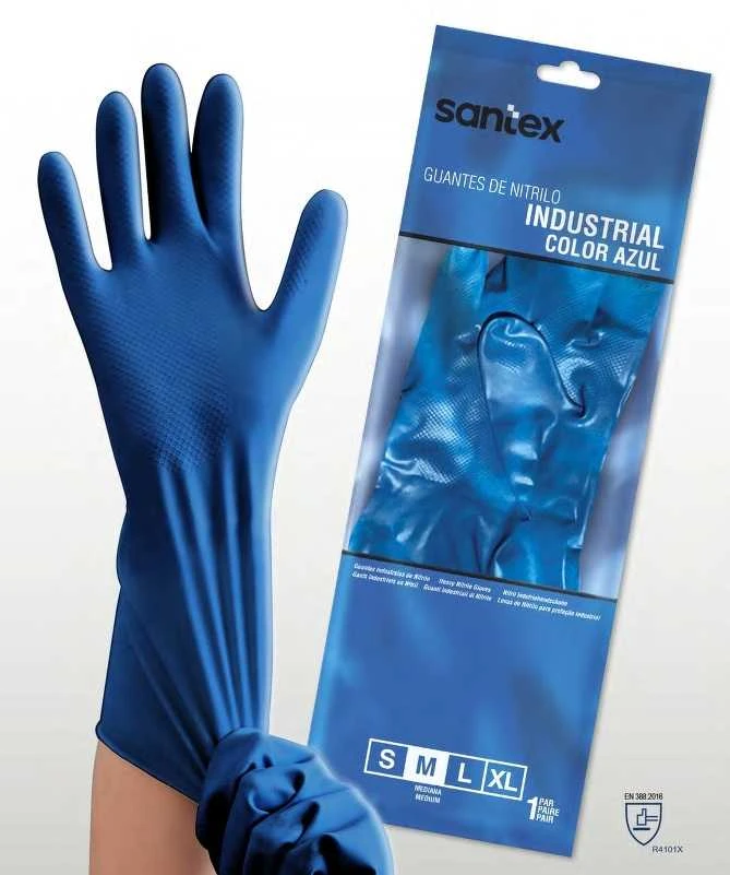 Santex Industrial Nitrile antibakterinės nitrilo pirštinės - M - 1 pora