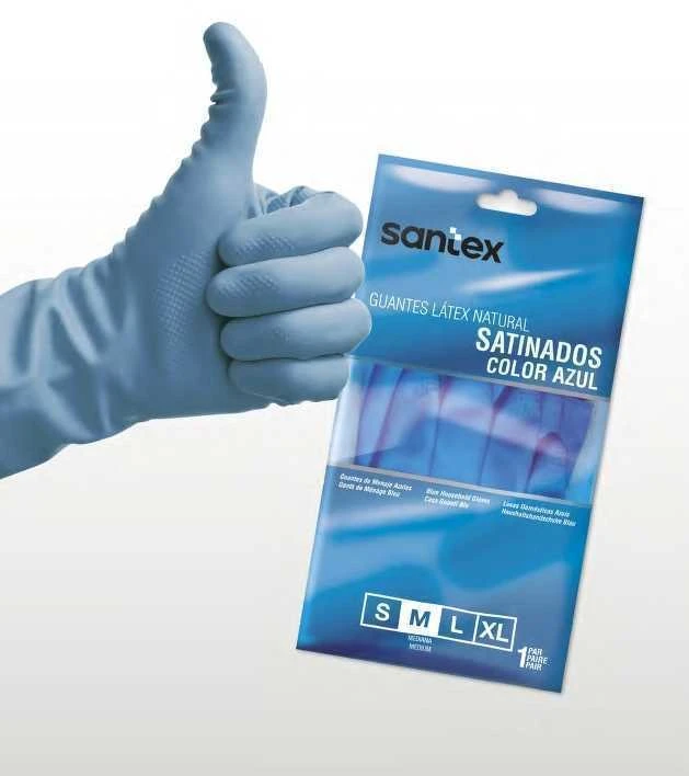 Santex Satin Mėlyna guminės latekso pirštinės - L - 12 porų