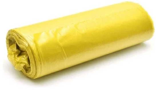 LDPE šiukšlių maišai 60L, 10vnt., geltoni, 25mkr - 50 ritinėlių