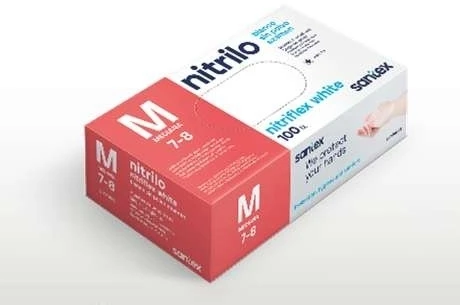 Santex GD20W Nitriflex Baltas - vienkartinės nitrilo pirštinės, baltos, 3.5g (100vnt.) - M