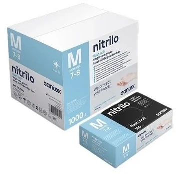 Santex GD21N Nitrile Flash Juodas - pastorintos vienkartinės nitrilo pirštinės, juodos, 4.5g (100vnt.) - XL