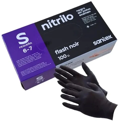Santex GD21N Nitrile Flash Juodas - pastorintos vienkartinės nitrilo pirštinės, juodos, 4.5g (100vnt.) - XL