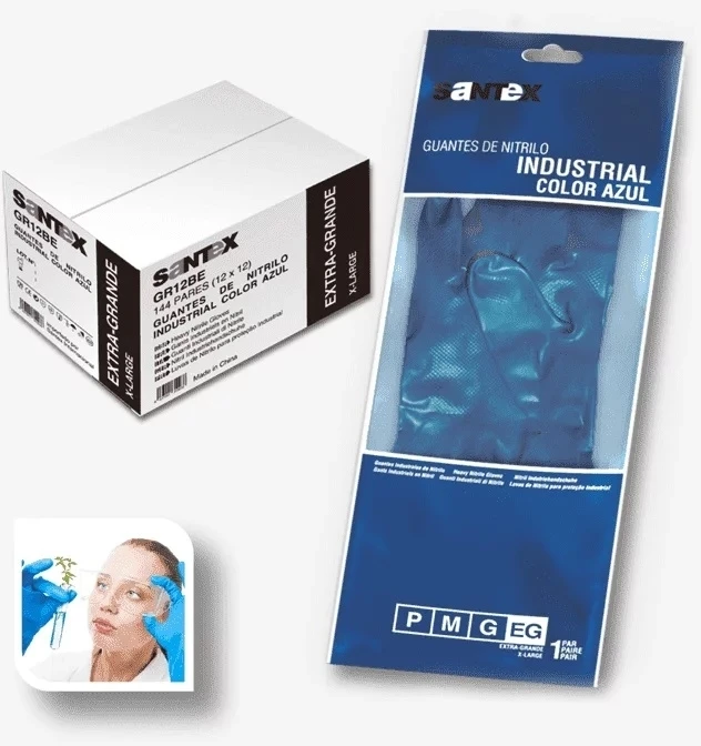 Santex Industrial Nitrile antibakterinės nitrilo pirštinės - XL - 12 porų
