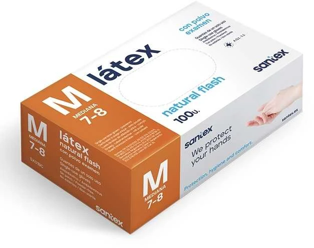 Santex Latex vienkartinės latekso pirštinės, baltos, 5g (100vnt.) - XL - 10pak.x100vnt.
