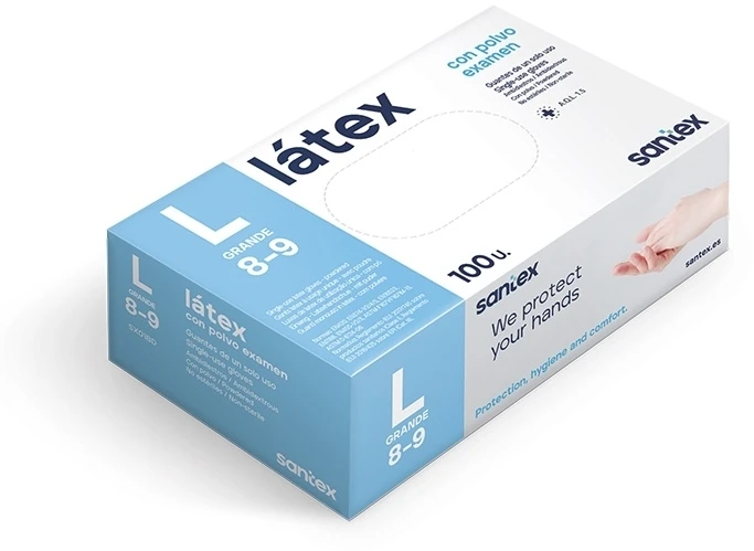 Santex Latex vienkartinės latekso pirštinės, baltos, 5g (100vnt.) - S